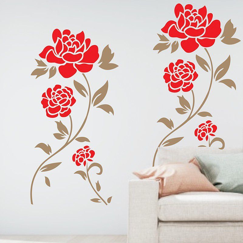 Wall decoration beautiful rose pattern stencil (16x24inch) 40625 Floral Stencil  (Pack of 1, Floral)