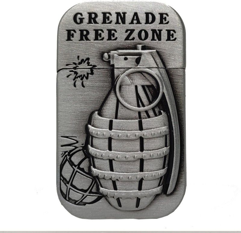 Point Zero Premium Essential Metal Windproof Grenade Zone SIlver Golden Unique Design Cigarette Smoke Inflatable Classic butane Outdoor Survival Tool Men's Pocket Lighter  (Silver)