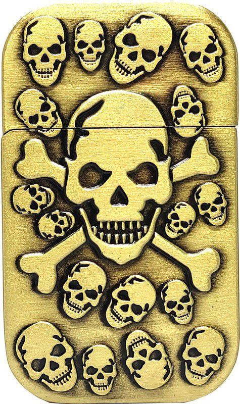 Point Zero Vintage Metal Body Slim Sleek Classy Skull X Gold Design Lighter Waterproof Outdoor Survival Tool Men's Smoking Lighter Jet Flame Pocket Lighter  (Gold)