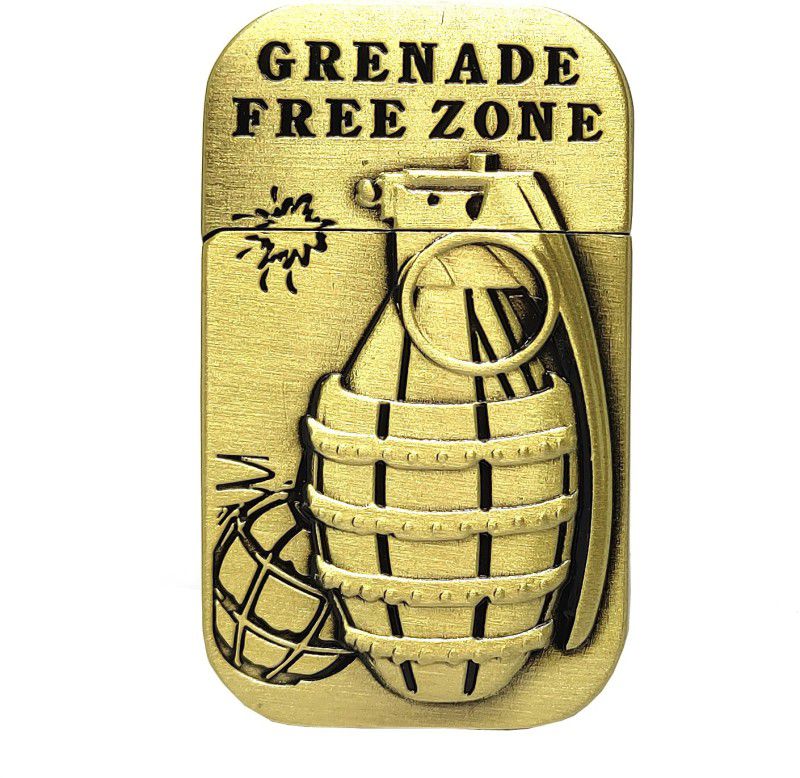 Point Zero Premium Essential Metal Windproof Grenade Free Zone Golden Unique Design Cigarette Smoke Inflatable Classic butane Outdoor Survival Tool Men's Smoking Pocket Lighter  (Gold)