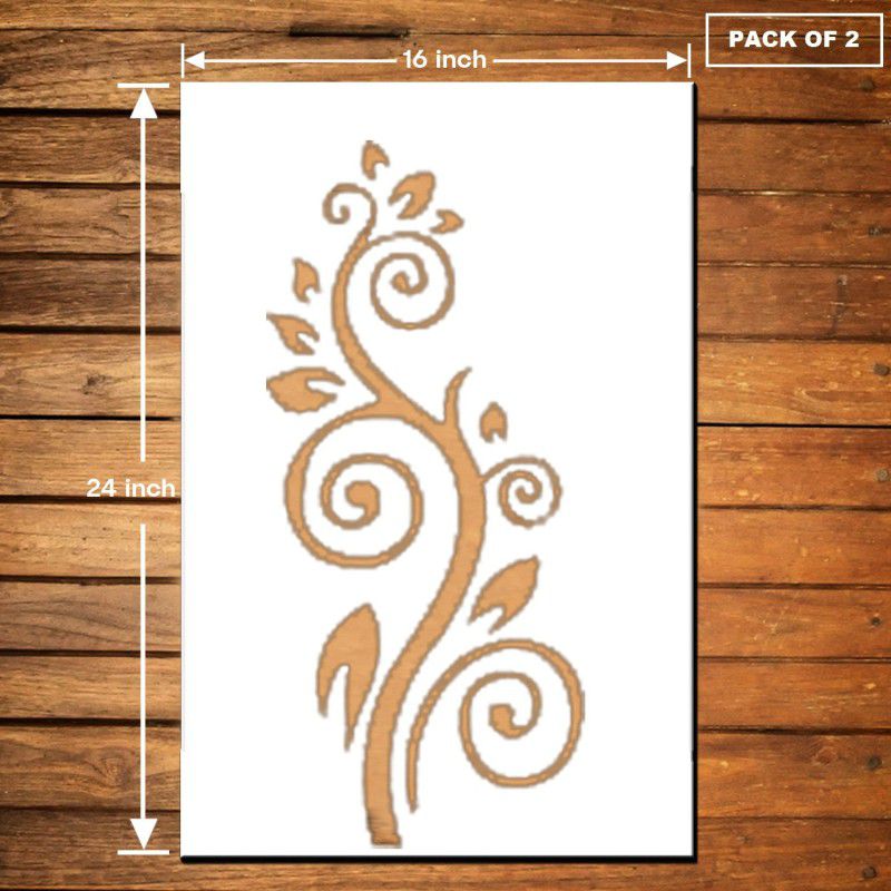ARandNJ PRINT THEME- Swamping Tendril DIY Reusable Design Suitable For Entrance, Bedroom, Drawing Room, Lounge & Office Decoration Wall Stencil  (Pack of 2, Swamping Tendril Design)