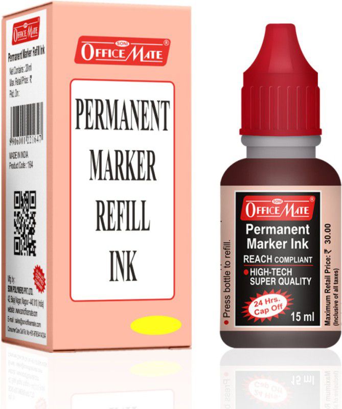 Soni Officemate Permanent Marker Ink, Red Colour, 15 Ml - Pack of 10 15 ml Marker Refill  (Red)