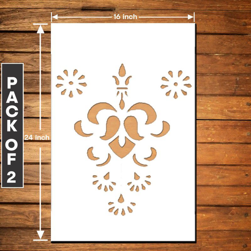 ARandNJ Painting Wall Stencils (Pack of 2, Size:- 16 X 24 Inch) RAJASTHANI PRINT THEME- Festive Art DIY Reusable Design Suitable For Bedroom, Living Room, Drawing Room, Lounge & Office Decoration Wall Stencil  (Pack of 2, Stencil For Wall Painting)