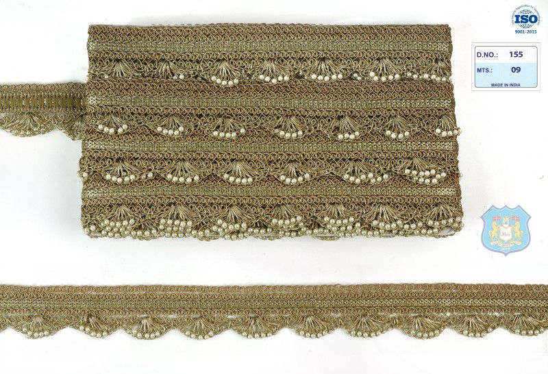 Devi Pankh Handmade Moti Embellished Lace for Dresses,Saree,Art and Craft 9 M Palmat Lace Reel  (Pack of 1)