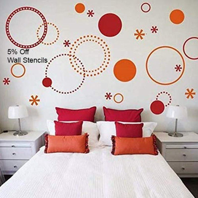 UD Unique Decor "Different Pattern" Reusable Wall Stencil for Wall Decor/DIY Painting Stencil in ("15 Pieces") Wall Decor_21 Circle Stencil  (Pack of 1, Circle)