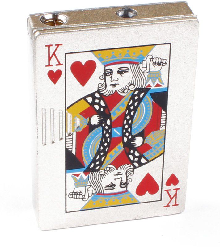 ASRAW Refillable Windproof King of Hearts Lighter with LED Light - Pocket Lighter - Windproof Jet Flame (Without Fuel - Empty Lighter) Pocket Lighter  (Silver)