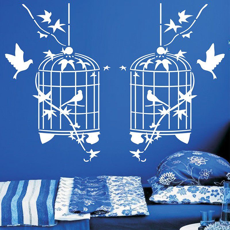 AMAZINGDECOR Bird Wall Art Stencil Reusable DIY Wall Stencil Painting for Home / Office Decoration Stencil Wall Stencil l (Pack of 1 Cage Effect Pattern) Wall stencil Stencil  (Pack of 1, Animal Printed)