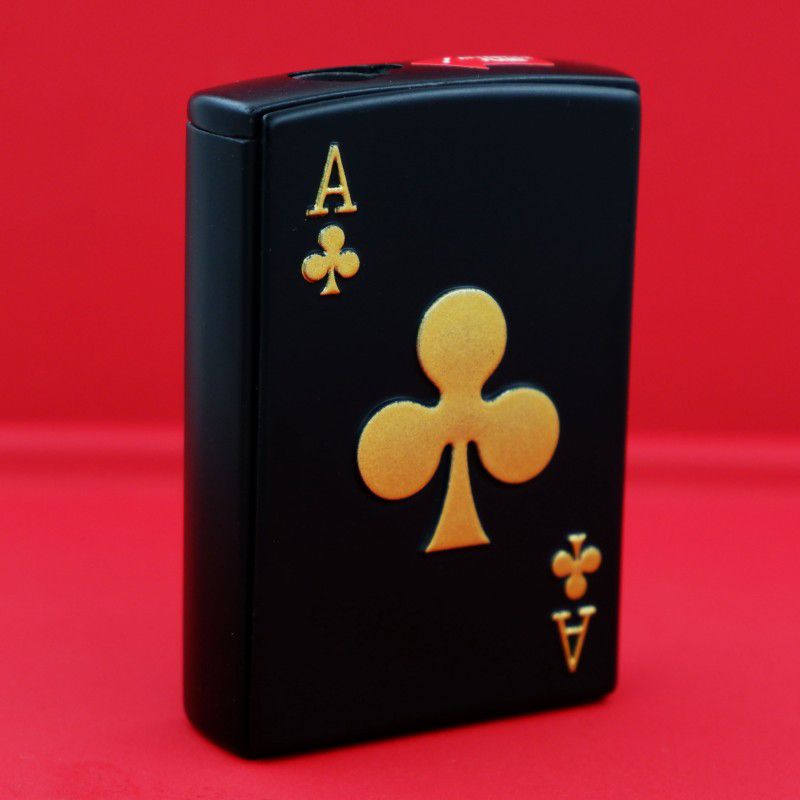 FASTIDIOUS Refillable Black Ace of Club Premium Design Windproof Jet Flame Lighter Slider Pocket Lighter  (Black)