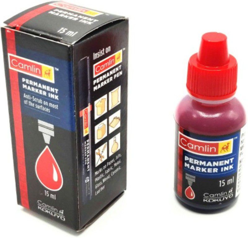 Kokuyo Camlin Permanent Marker Pen Red Ink 15 ml Marker Refill  (Red)