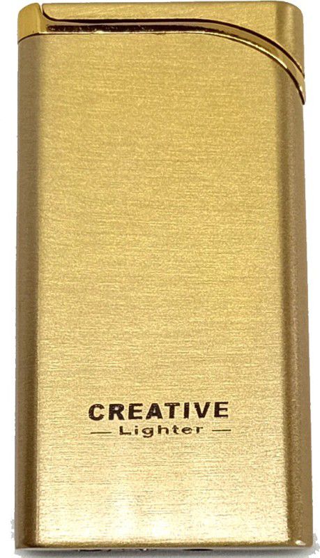 Point Zero Premium Essential Refillable Slim and Sleek Classy Creative Gold Design Butane Gas Windproof Flame Pocket Lighter  (GOLD)