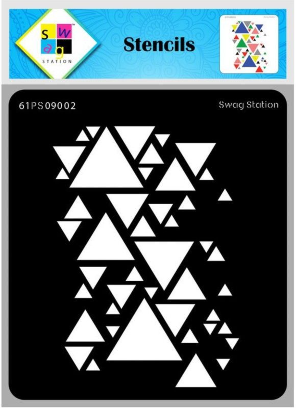 SWAGSTATION SWAGSTATIONS Geometric stencils for wall painting - Triangle Design Stencil Reusable DIY (6X6 Inch) Stencils for Art and Craft - Stencils for geometric shapes - Geometric stencil Geometric 2 Geometric Stencil  (Pack of 2, Geometric)