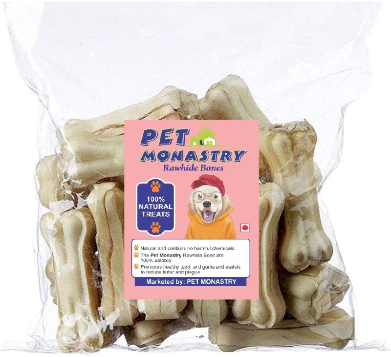 Pet Monastry 4 INCH, 1 KG PACK HEALTHY CHEW TREATS RAWHIDE DOG BONES ( 4 INCH,1 KG ) Beef Dog Chew  (1 kg, Pack of 1)