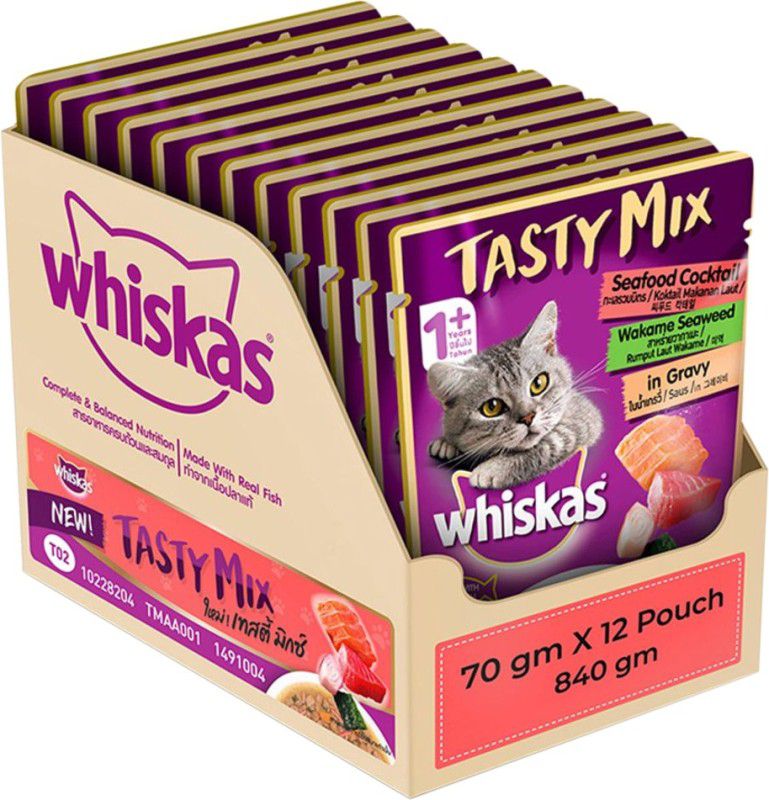 Whiskas (1+ Year) Sea Food 0.07 kg (12x0.01 kg) Wet Adult Cat Food