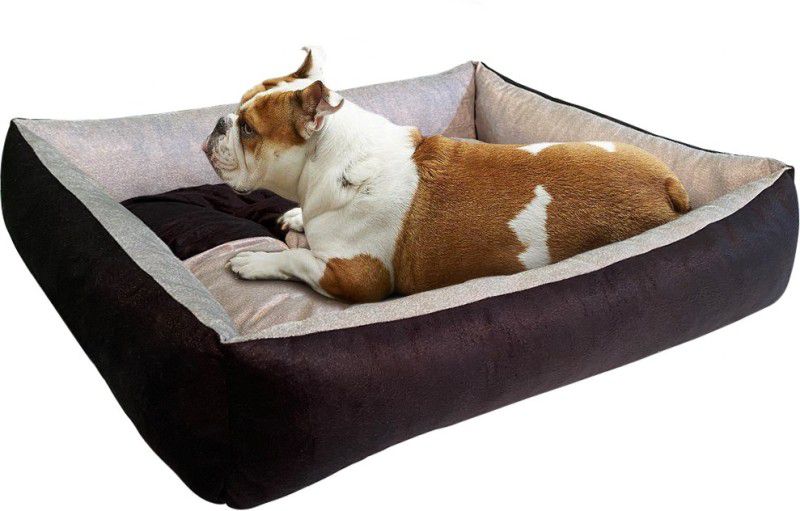 Dogerman Reversible Super Soft Velvet Rectangular Cat Dog Pet Bed S Pet Bed  (Grey, Black)