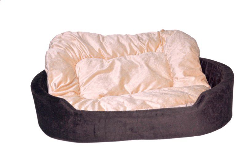 RK PRODUCTS Reversible Soft Velvet Export Quality beds For Dog and Cat L Pet Bed  (Beige, Brown)