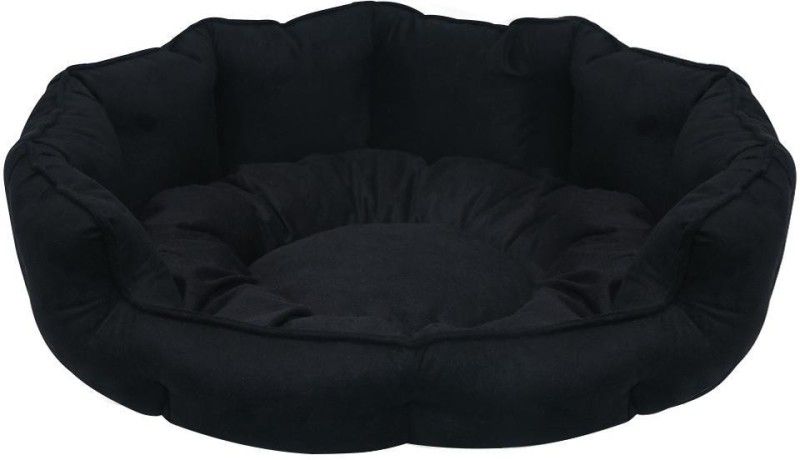 Hiputee Ultra Soft Polyester Filled Soft Velvet Dual Dog Cat Pet Bed XL Pet Bed  (Black)