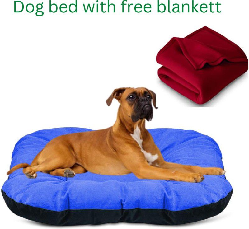 drilly fantastic soft flatbed with free blankett for dogs and cats M Pet Bed  (red)