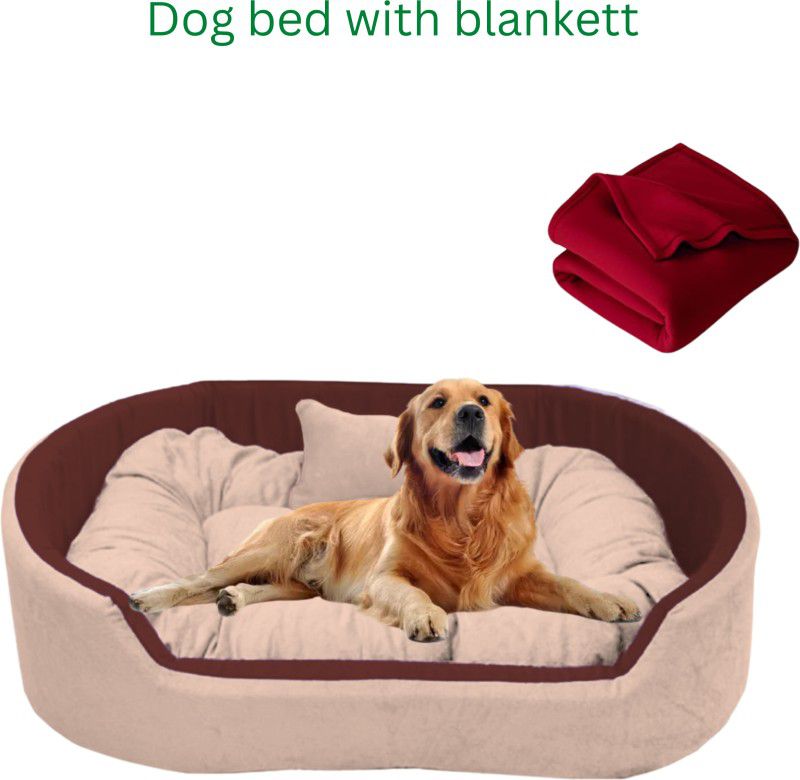 drilly prodigious soft ovalbed with free blankett for dogs and cats XL Pet Bed  (red)