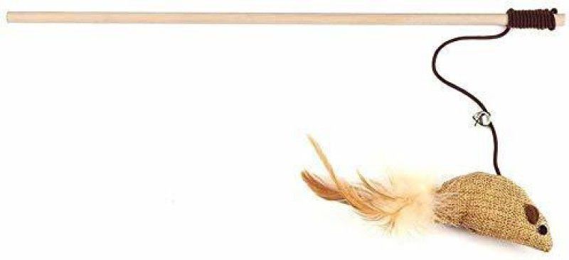 Attila Cat Teaser Playing Stick- (Spiral) Feather Interactive Toy- Rod Length 40 cm Wooden Stick For Cat