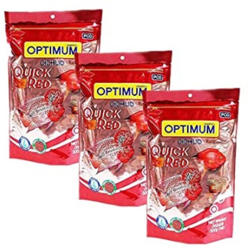 Optimum Cichlid Quick Red Small Floating Pellets 300g 0.9 kg (3x0.3 kg) Dry Young Fish Food