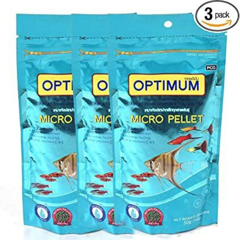 Aadvika international Optimum Micro Pallets Fish Food 50g for Small Fishes Sea Food 0.15 kg (3x0.05 kg) Dry Senior Fish Food