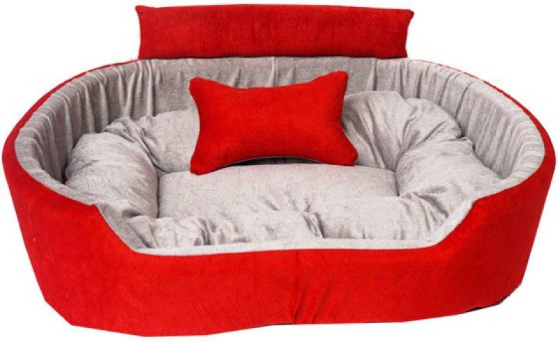 Little Smile luxurious Ethinic Designer Bed for Dog and Cat Export Quality,Reversible Super Soft bed S Pet Bed  (Red)