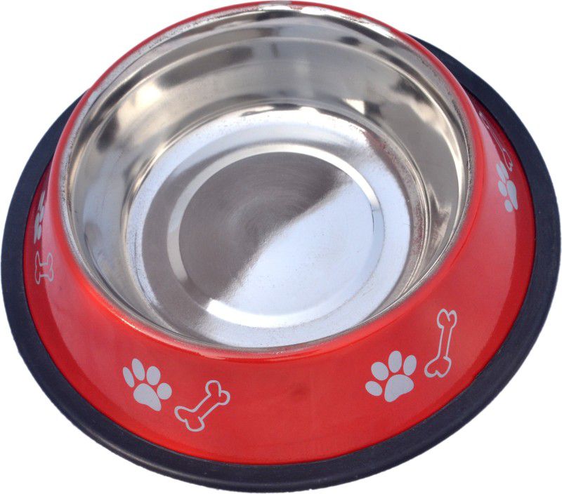 Pet Club51 Pet Club51 Round Stainless Steel Pet Bowl  (700 ml Red)