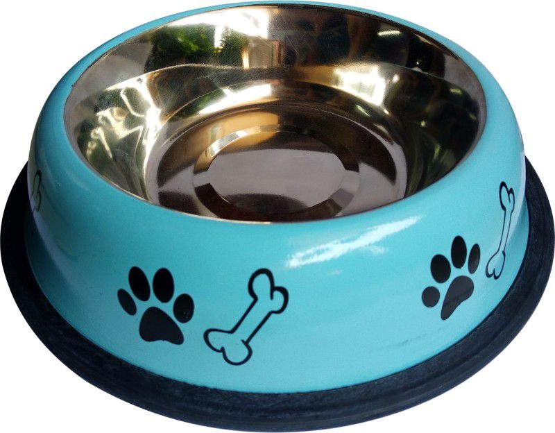 UDAK Round Steel Pet Bowl  (900 ml Blue)
