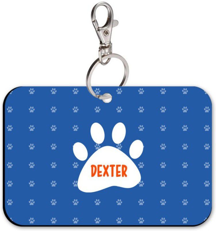 SKY TRENDS Info Engraved Dog Collar Charm  (Blue, White, Rectangle)