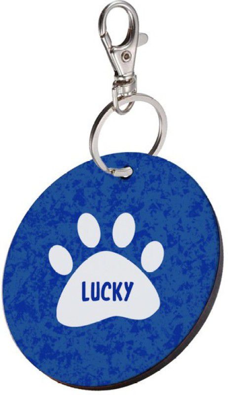 SKY TRENDS Info Engraved Dog Collar Charm  (Blue, Round)
