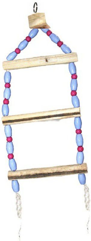 Taiyo Pluss Discovery Bird Toys/Natural Wooden with Colourful Beads/Ladder Model with Swing Toys/Size: L- Inch, W- Inch, H- Inch (BLUE) Wooden, Plastic Training Aid For Bird