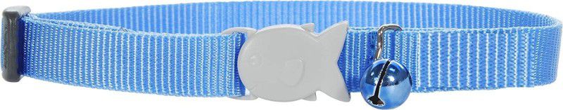 PetMe Nylon Cat Collar with Bell and Cute Fish Shaped Lock Adjustable Cat Everyday Collar  (25 - 35 cm, Sky Blue)