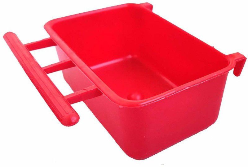 live with alive Bird Feeder Plastic Rectangle Cups Common Bird Feeder  (Red)