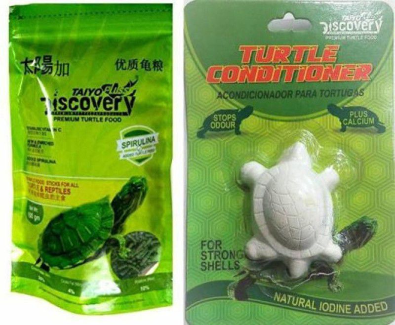 Taiyo Pluss Discovery DISCOVERY TURTLE FOOD + TURTLE CONDITIONER CALCIUM (100GM+1 TURLTE CONDITIONER) Vegetable 0.1 kg Dry Adult Turtle Food