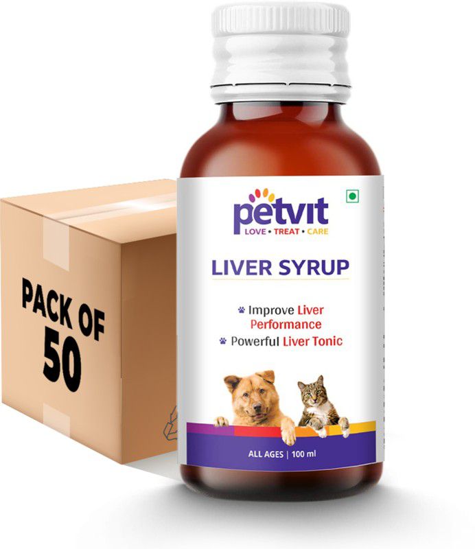 Petvit Liver Syrup with 15 Active Ingredients for Healthy Liver - 100ml (Pack of 50) Pet Health Supplements  (100 ml)