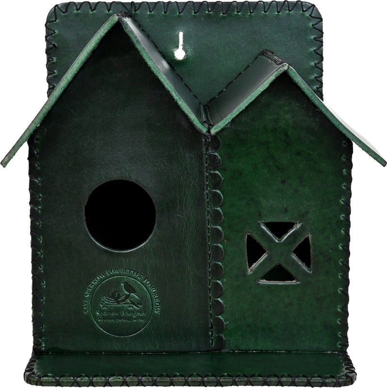 Sparrow Daughter Genuine Leather Stylish Bird Nest House, Green colour Bird House  (Wall Mounting)