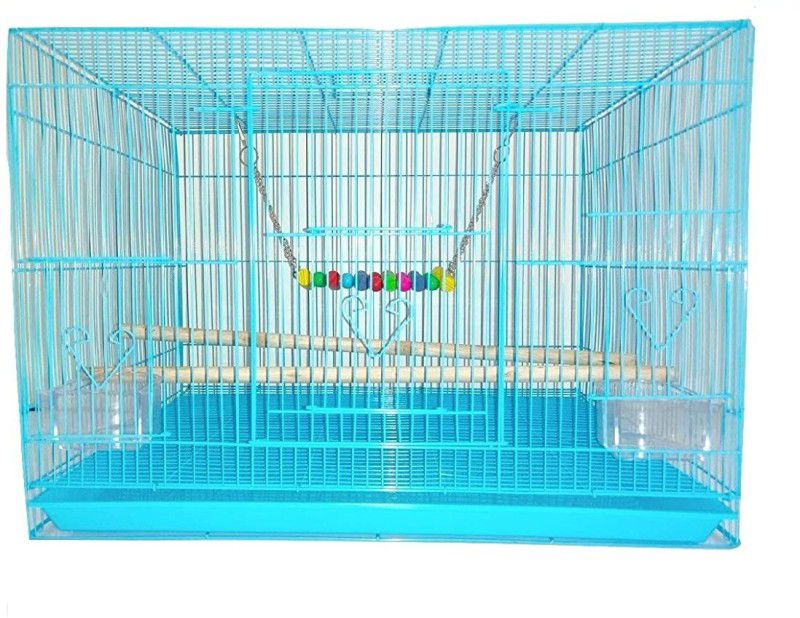 Nucarture Nest Bird House Lovebird Aviary Budgie Canary Cocktails Finches Parrot Travel Carrier Cage Stand Wood Perch Food Bowls, Food and Ladder millet (blue) Bird Cage