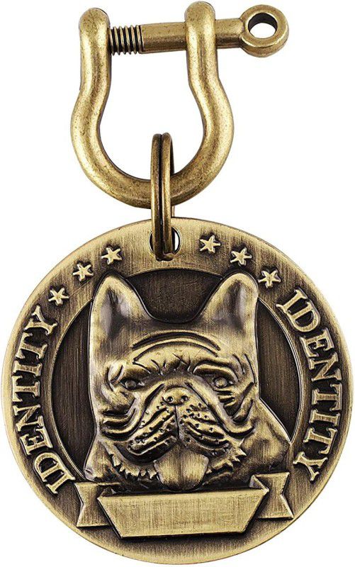 Emily Pets Brass Round Shape Dog Print Collar Tag Cum Collar Charm for Dog & Puppy Embellished Dog Collar Charm  (Gold, Round)