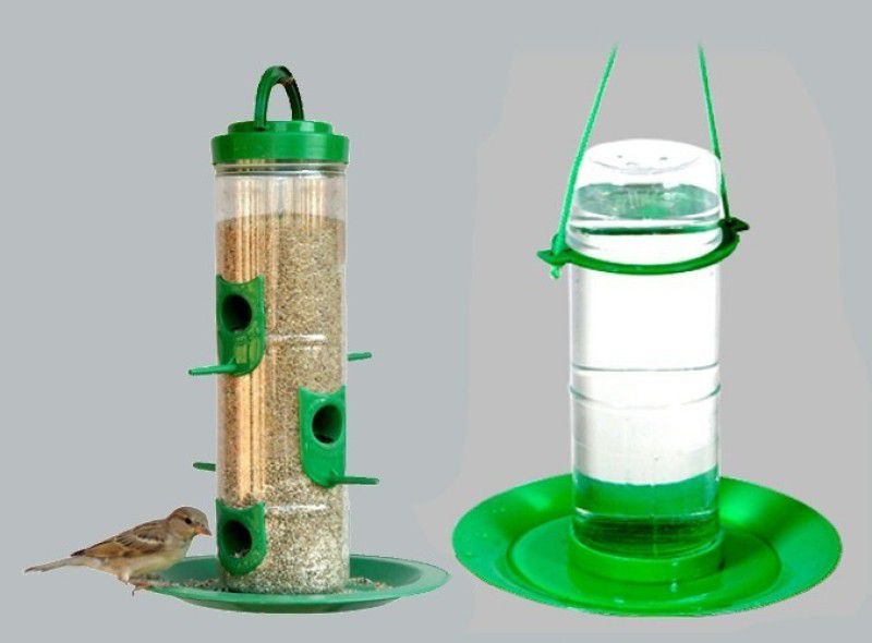AMIJIVDAYA large bird feeder & water feeder combo Window Bird Feeder Bird Feeder  (Multicolor)