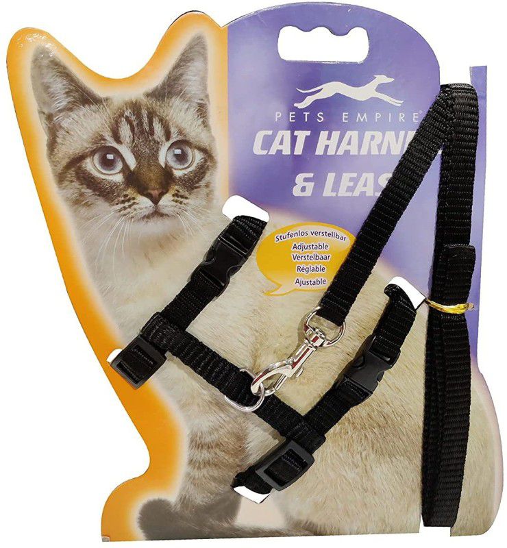 ROYALE DOG Cat Rabbit Cat Kitten Puppy Dog Adjustable Harness Collar Animal Walking Lead Pet Leash- Black Cat NA Harness  (Small, Multicolor)