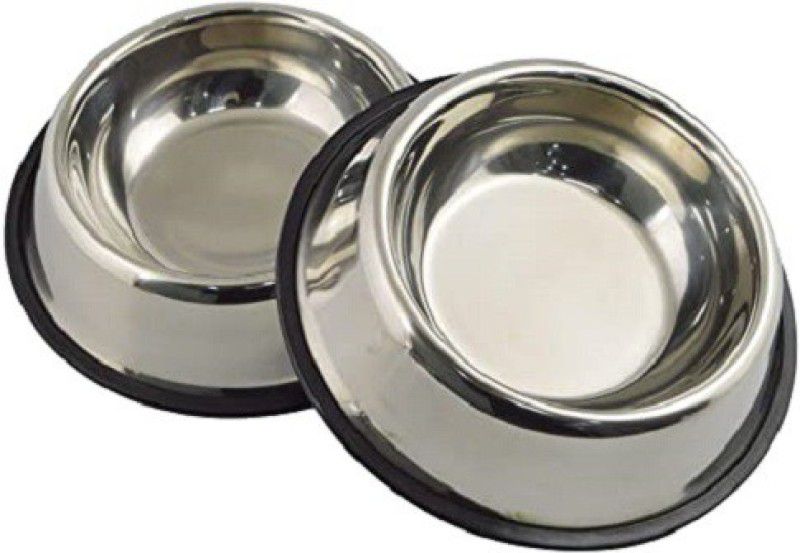 Furever Friends Stainless Steel Dog/Cat Food and Water Bowl(Silver,200ml,Pack of 2) Pet Food Dispenser  (200 g)