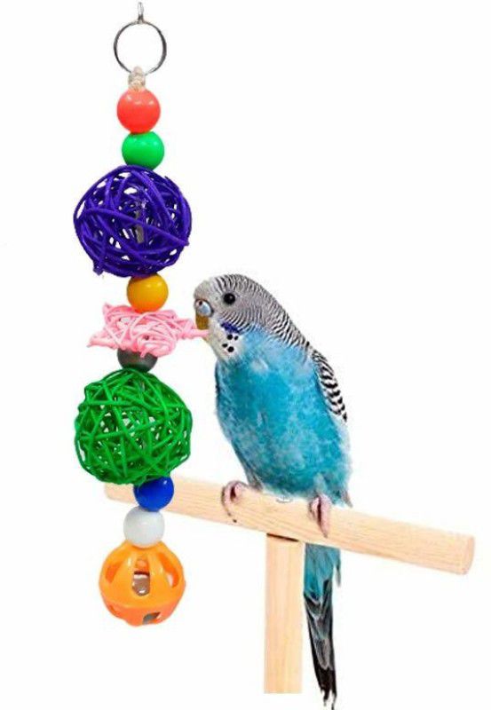 Emily Pets Wood Bird Chewing Toys-Ball Parrot Tearing Toys Best for Finch,Budgie,Parakeets,Cockatiels, Conures,Love Birds and Parrots(Pack of One) Bird Play Stand