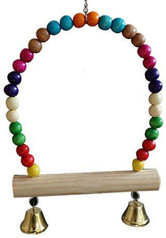 Sage Square Natural Wood Hanging Swing Toy for Small, Medium & Large Birds Wooden Perch, Training Aid, Stick For Bird