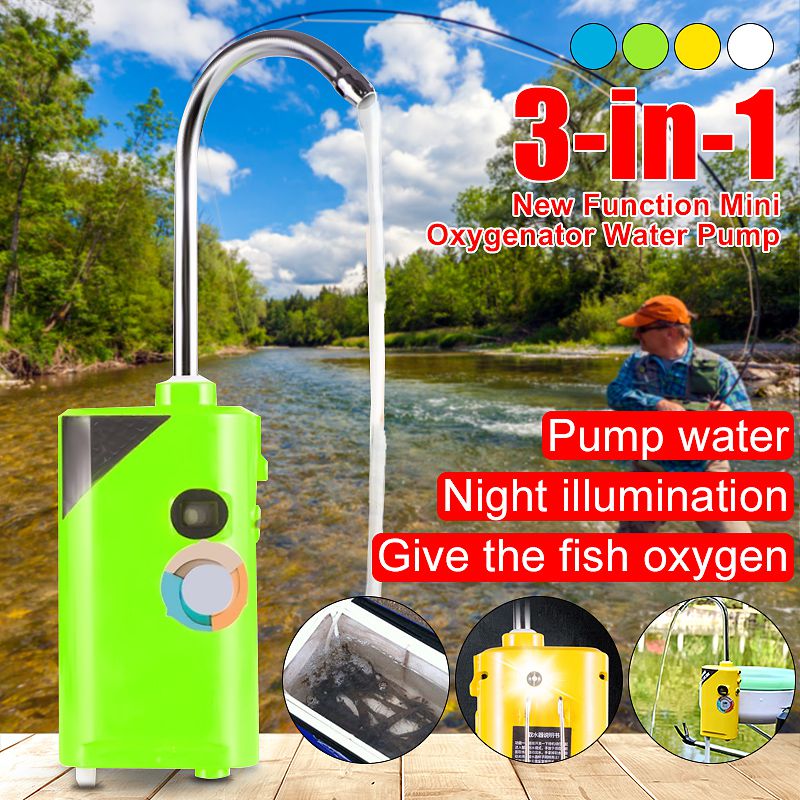 4 Color 2 Type Electric 2200mAh Automatic Fishing Water Pump Night lighting -- White