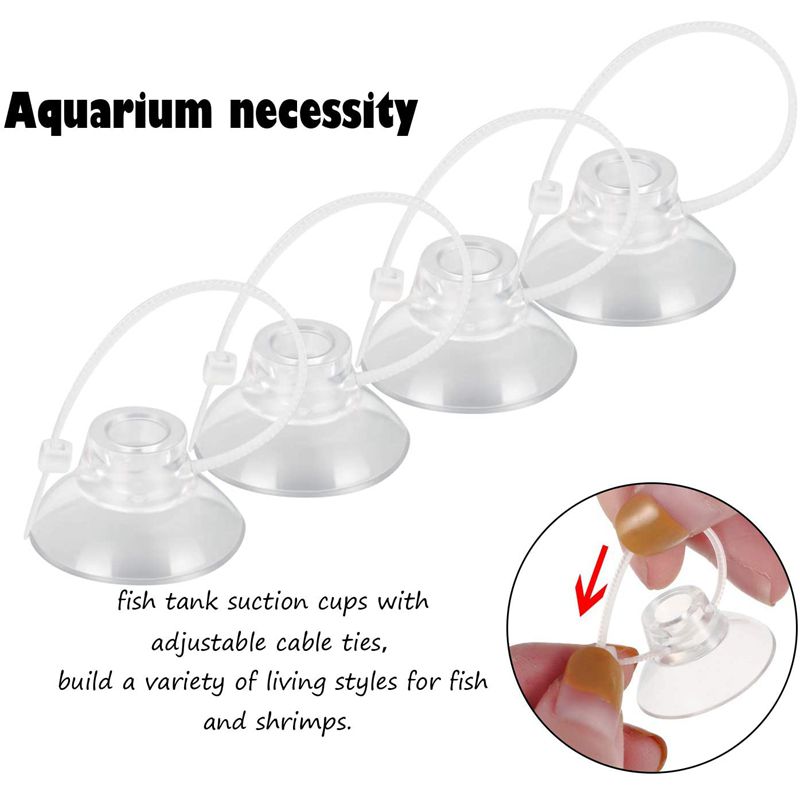 Aquarium Suction Cup-24 Piece Fish Tank Suction Cup Aquarium Suction Cup Clip Suction Hook with Adjustable Cable Tie