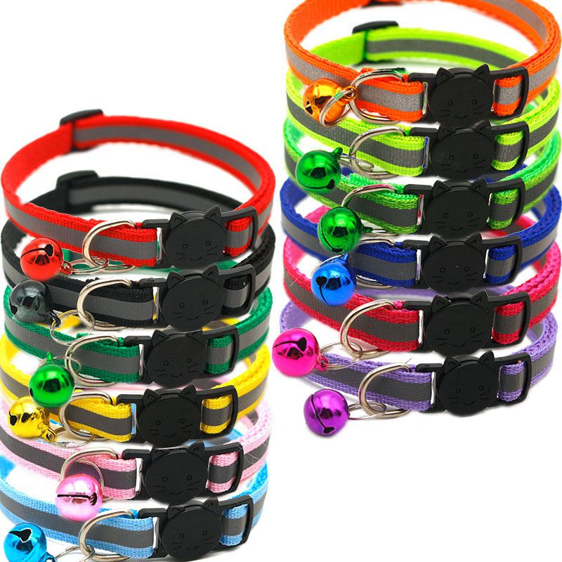 12 Pcs Reflective Cat Collars Quick Release Safety Buckle with Bell Adjustable 19-32cm (12 Colors)