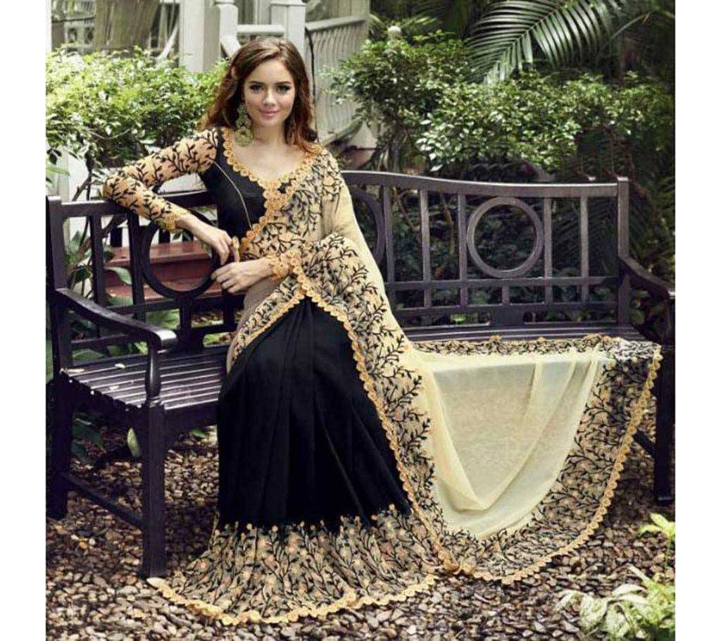 soft Georgette sharee with embroidery work 