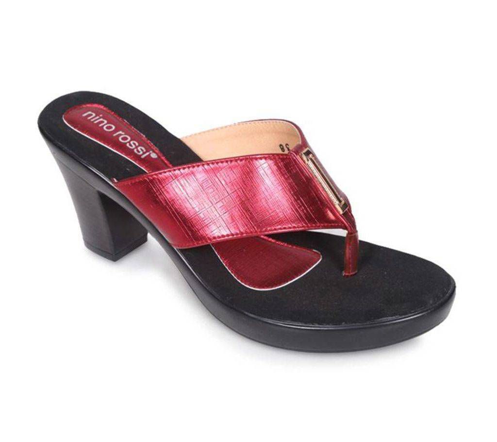 Nino Rossi Black & Red Leather Ladies Heel Sandal