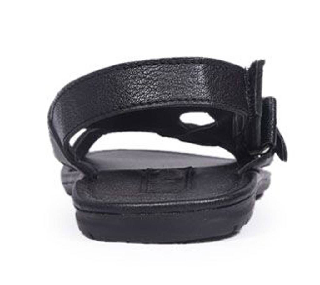 Apex Black Leather Men's sandal