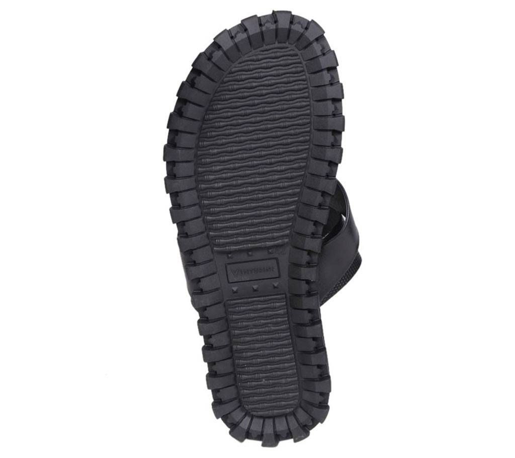 Venturini Men's Black Leather Sandal

